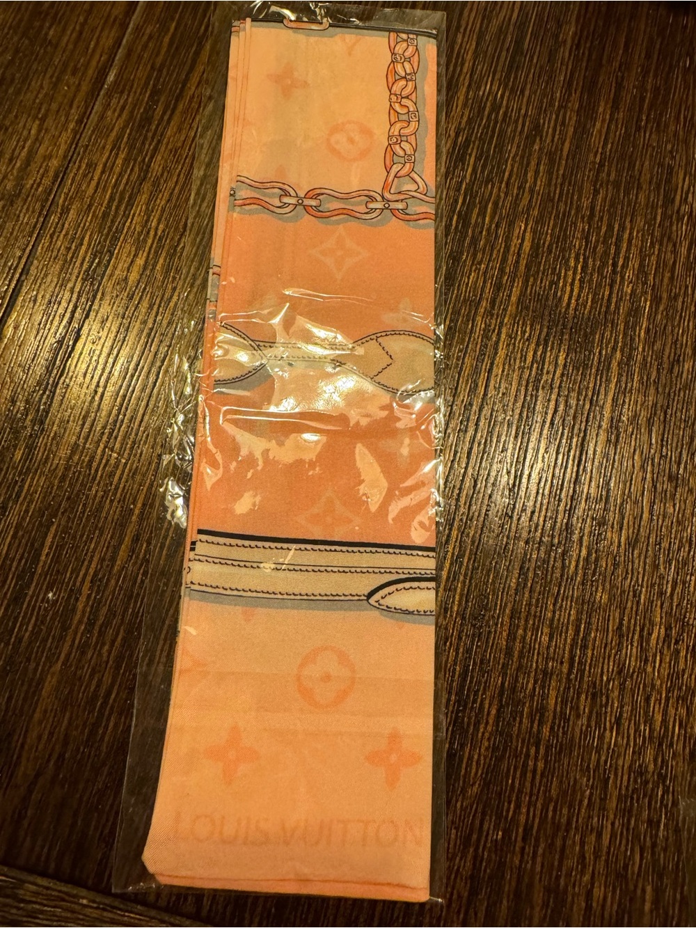 Louis Vuitton Peach Monogram Twilly Scarf